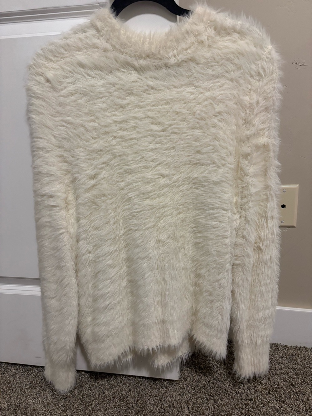 Cozy Cream Fuzzy Crewneck Sweater